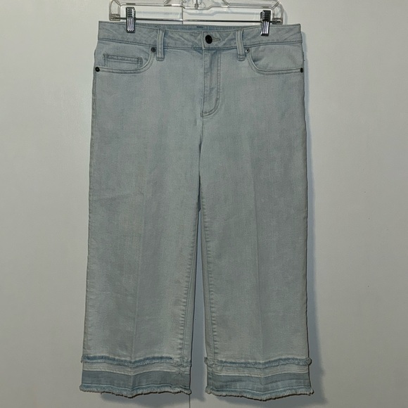 Land End Mid Rise Wide Leg Crop Jean Light Wash Women’s Size 10 P Cropped - Picture 1 of 5